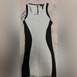 Material Girl Black and White Striped Mini Dress